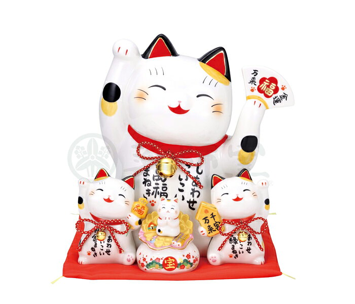 【豪華特典2個付き】招き猫 置物 陶器 萬福 商売繁盛 開運 左手 右手 両手 プレゼ...