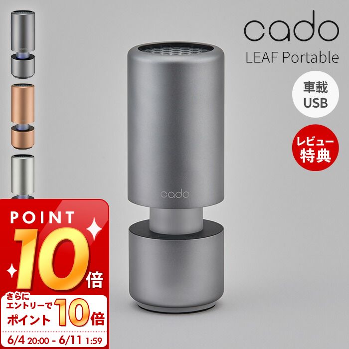 [6/4 20時～エントリーでP10倍]【豪華特典2個付き】 cado カドー 空気清浄機 LEAF Portable 車用 USB ..