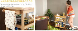 木製キッチンワゴンキャスター付き