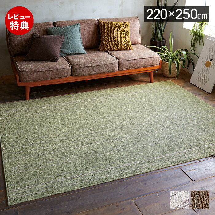 Rakuten - 【当店限定特典付】ラグ 洗える ラグマット 220×250 3畳 床暖房 オールシーズン ホットカーペット対応 長方形 おしゃれ 北欧 滑り止め 角型 ウォッシャブル ダイニング アイボリー グリーン ブラウン スミノエ ワイヤーライン