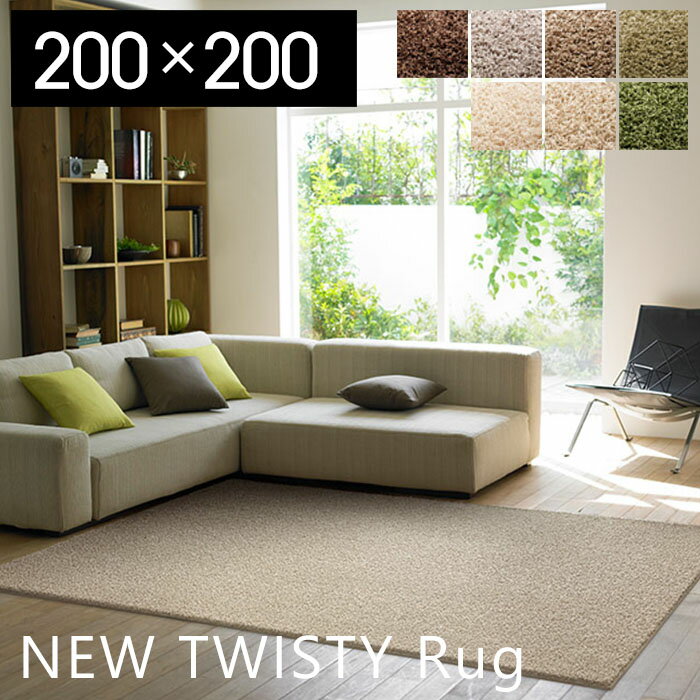 【豪華特典2個付き】ラグマット 防音 北欧 ラグ カーペット おしゃれ 絨毯 滑り止め 夏用 防ダニ 正方形 日本製 スミトロンニューツイスティ 200×200 床暖房 ホットカーペット対応 スミノエ 高級 アイボリー ブラウン グレー
