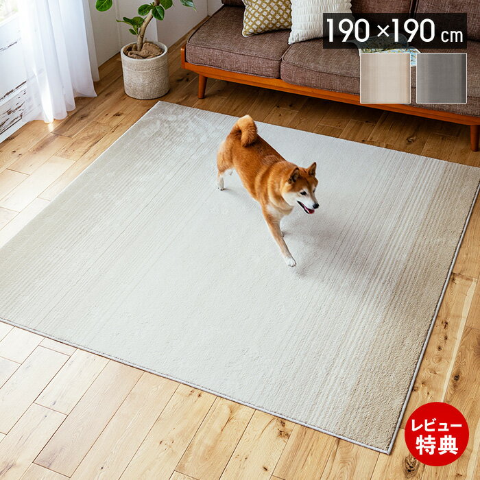 【豪華特典2個付き】ラグマット ラグ 日本製 ペット対応 消臭ラグ 190×190cm ペットプロテクト 防ダニ ホットカーペット 床暖対応 滑り止め トリプルフレッシュ機能 オールシーズン アイボリー ダークグレー マール2 スミノエ