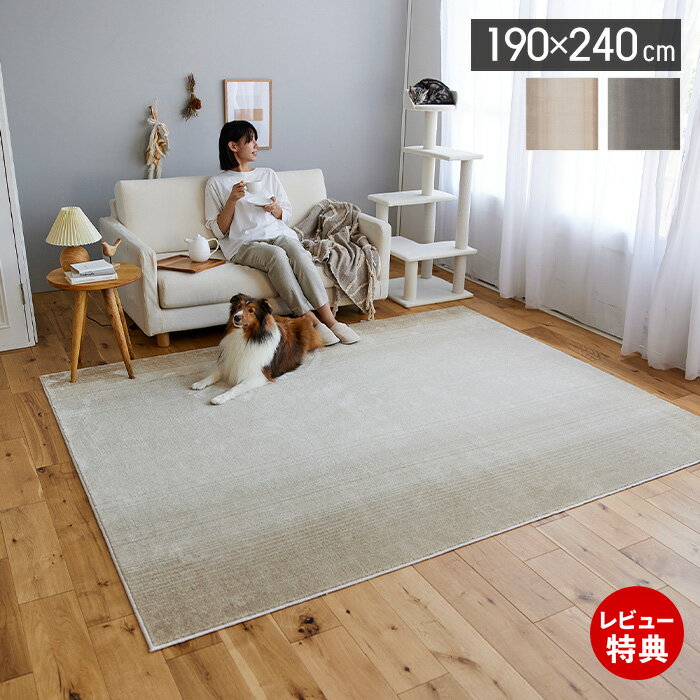 Rakuten - 【豪華特典2個付き】ラグマット ラグ 日本製 ペット対応 消臭ラグ 190×240cm ペットプロテクト 防ダニ ホットカーペット 床暖対応 滑り止め トリプルフレッシュ機能 オールシーズン アイボリー ダークグレー マール2 スミノエ