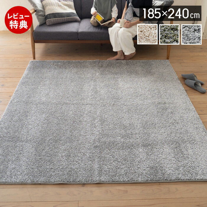 176 cm X 261 cm - 【豪華特典2個付き】ラグ 日本製 防音 ラグマット 185×240 3畳 厚手 床暖房 ホットカーペット対応 消臭 長方形 おしゃれ 無地 防ダニ カーペット シンプル 国産 アイボリー ベージュ グリーン グレー オーロラ