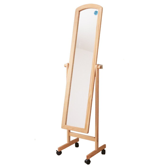 [11/24(火)1:59までP6倍!] スタンドミラー キャスター 全身 ミラー 鏡 姿見 全身鏡 木製 飛散防止 化粧鏡 省スペース キャスター付きミラー スリムタイプS ホワイト ナチュラル ダークブラウン 北欧 角度調節可能 高さ150cm ヤマソロ メーカー直営店
