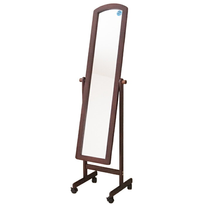 [11/24(火)1:59までP6倍!] スタンドミラー キャスター 全身 ミラー 鏡 姿見 全身鏡 木製 飛散防止 化粧鏡 省スペース キャスター付きミラー スリムタイプS ホワイト ナチュラル ダークブラウン 北欧 角度調節可能 高さ150cm ヤマソロ メーカー直営店
