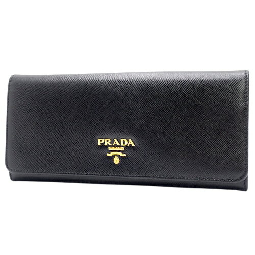 PRADA(プラダ) 二つ折り長財布 長財布 2つ折り ロゴ ロングウォレット サフィアーノレザー SAFFIANO METAL NERO ネロ ブラック黒 ゴールド金具 1MH132 レディース 40802071141【中古】【アラモード】