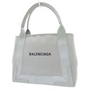 BALENCIAGA(バレンシアガ) ネイビー カバ スモール トートバッグ NAVY CABAS S ハンド キャンバス カーフ グレー灰 シルバー金具 339933 2HH3N 1161 レディース 40601106084【中古】【アラモード】