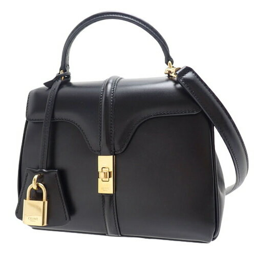 CELINE(セリーヌ) ミニ 16 セーズ ハンドバッグ 2WAY ショルダーバッグ 肩掛け 斜め掛け カーフ ラムスキン ブラック黒 ゴールド金具 197983BEY.38NO(2023年11月現在現行品) レディース 40802071523【中古】【アラモード】のサムネイル