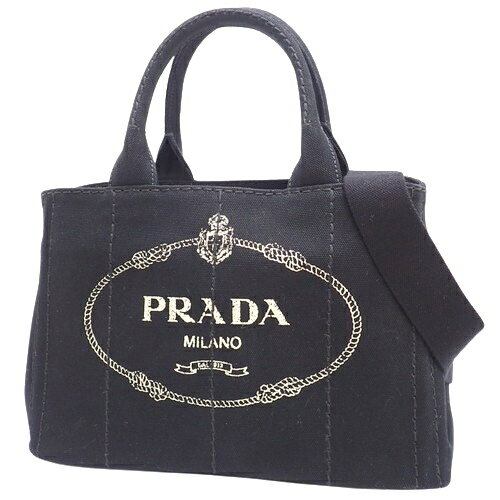 PRADA(プラダ) CANAPA カナパ ハンドバッグ 2WAY ショルダー 肩掛け 斜め掛け トート キャンバス NERO ネロ ブラック黒 ゴールド金具 1BG439 ZKI F0002 レディース 40802072863【中古】【アラモード】