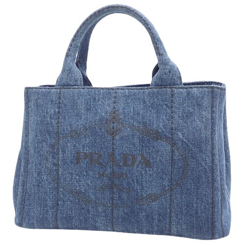 楽天a la modePRADA（プラダ） CANAPA カナパ ハンドバッグ トートバッグ デニム DENIM AVIO ブルー青 ゴールド金具 BN2439 レディース 40802074717【中古】【アラモード】