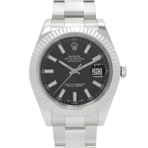 【保証書付】 ロレックス 116334 デイトジャスト 2 SS ランダム番 自動巻き 腕時計 オイスターブレス 2012年10月購入 ブラック シルバー メンズ 40802076830 【中古】【アラモード】