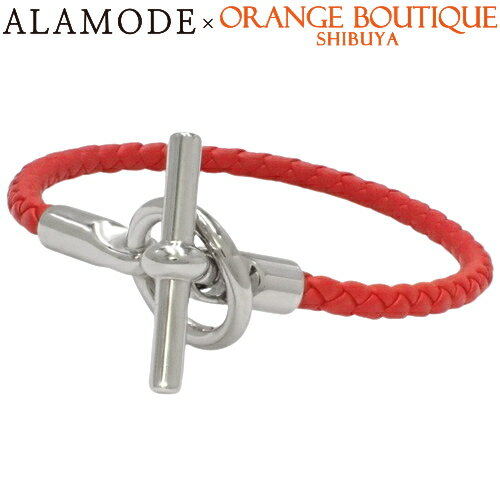 HERMES(エルメス) グレナンH レザー ブレスレット アクセサリー ジュエリー ヴォースイフト パラジウム金具 レッド赤 シルバー金具 レディース 40802080593【中古】【アラモード】のサムネイル