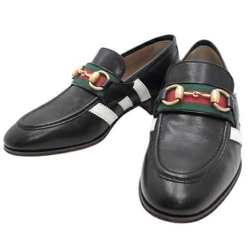 GUCCI(グッチ) アディダスコラボ ローファー ローファー/スリッポン シューズ 靴 ウェブライン 36 1/2 レザー ブラック黒 グリーン緑 レッド アンティークゴールド金具 702284 レディース 40803001234【中古】【アラモード】