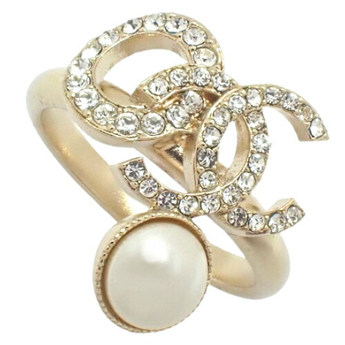 CHANEL(シャネル) ココマーク ラインストーンパールリング リング・指輪 アクセサリー ジュエリー メタル(GP) ラインストーン フェイクパール シャンパンゴールド金 ホワイト白シロ 15B刻印 レディース 11.5(51.5)号 40802081269【中古】【アラモード】のサムネイル