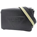 PRADA(プラダ) ショルダーバッグ 肩掛け 斜め掛け レザー SAFFIANO CUIR NERO ブラック黒 シルバー金具 2VD046 メンズ 40601108937【中古】【アラモード】