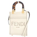 FENDI(フェンディ) サンシャイン ショッパー スモール ショルダーバッグ 2WAY ハンドバッグ 肩掛け ミニバッグ レザー ホワイト クリーム薄黄色 ゴールド金具 8BS051ABVLF0K7E(2024年1月現在現行品) レディース 40802080643【中古】【アラモード】