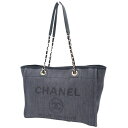 CHANEL(シャネル) ドーヴィル ココマーク チェーンショルダーバッグ ショルダーバッグ 2way 肩掛け トート キャンバス レザー ネイビー紺 ブラック黒 シャンパンゴールド金具 レディース 40802081218【中古】【アラモード】