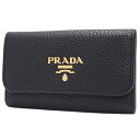 PRADA(プラダ) 6連キーケース キーケース 六連 三つ折り 小物 レザー VITELLO GRAIN NERO ブラック黒 ゴールド金具 1PG222 レディース 40802083425【中古】【アラモード】