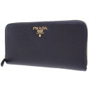 PRADA(プラダ) ラウンドファスナー長財布 長財布 ジップアラウンド ロングウォレット サフィアーノレザー SAFFIANO METAL NERO ネロ ブラック黒 ゴールド金具 1ML506 QWA F0002 レディース 40802082746【中古】【アラモード】