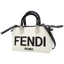 FENDI(フェンディ) バイカラー・ミニバイザウエイ ハンドバッグ 2WAY ショルダー 肩掛け キャンバス ホワイト白シロ ブラック黒 シルバー金具 レディース 40802084309【中古】【アラモード】