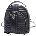 PRADA(プラダ) ダイアグラム リュックサックリュック・バックパック 肩掛け ショルダー キルティング レザー ブラック黒 シルバー金具 1BZ030 レディース 40802085751【中古】【アラモード】