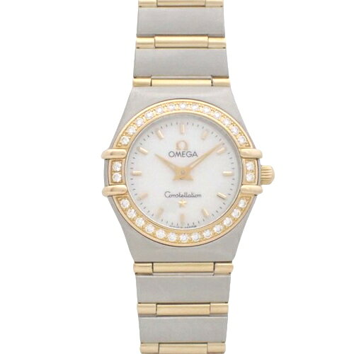 オメガ コンステレーション ミニ クオーツ 腕時計 ダイヤベゼル ステンレススチール SS イエロー ...
