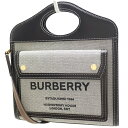 BURBERRY(バーバリー) MINI POCKET BAG ミニ ポケット バッグ ハンドバッグ ショルダーバッグ 2WAY 肩掛け 斜め掛け キャンバス レザー ブラック黒 ブラウン茶 ゴールド金具 8032437 レディース 40802084877【中古】【アラモード】