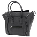 CELINE(セリーヌ) ラゲージ マイクロショッパー ハンドバッグ トートバッグ 手持ちかばん ドラムドカーフスキン ブラック黒 マットシルバー金具 189793DRU.38NO(2024年4月現在現行品) レディース 40802087092