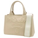 PRADA(プラダ) CANAPA カナパ ハンドバッグ 2WAY 肩掛け 斜め掛け ショルダー キャンバス CORDA ベージュ シルバー金具 1BG439 レディース 40802090575