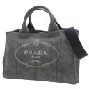 PRADA(プラダ) CANAPA カナパ トートバッグ 2WAY 肩掛け 斜め掛け ショルダー ハンドバッグ デニム グレー ゴールド金具 1BG642 レディース 40802091897【中古】【アラモード】