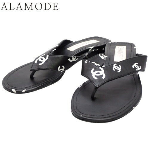 CHANEL(シャネル) ココマーク ビーチサンダル サンダル/ミュール シューズ 靴 36C レザー ブラック黒 ホワイト白 レディース 40802093783【中古】【アラモード】のサムネイル
