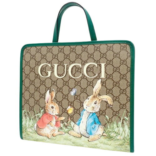 GUCCI(グッチ) グッチチルドレンズ ピーターラビット トートバッグ ハンド ミニトート ピーターラビットコラボ うさぎ GGスプリーム ベージュ エボニー グリーン緑 シルバー金具 605614 FACZU 8459(2024年5月現在現行品) レディース 40803001482【中古】【アラモード】のサムネイル