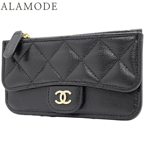 CHANEL(シャネル) マトラッセ クラシック フラグメントケース カードケース コインケース ミニ財布 小物 キャビアスキン ブラック黒 シャンパンゴールド金具 AP2570 レディース 40803001621【中古】【アラモード】のサムネイル