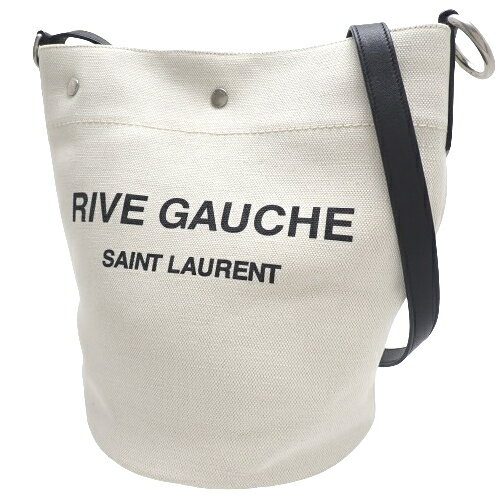 楽天a la modeSAINT LAURENT PARIS（サンローランパリ） RIVE GAUCHE リヴ ゴーシュ バケットバッグ ショルダーバッグ 肩掛け 斜め掛け 2WAY コットンキャンバス レザー ホワイト白 ブラック黒 シルバー金具 669299 レディース 40802094722【中古】【アラモード】