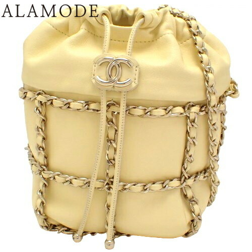 CHANEL(シャネル) ココマーク 巾着チェーンショルダー ショルダーバッグ 肩掛け 斜め掛け ラムスキン イエロー黄 ゴールド金具 レディース 40802106737【中古】【アラモード】のサムネイル