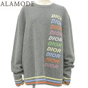 Christian Dior(クリスチャンディオール) ロゴ ニット トップス アパレル ファッション 衣類 セーター L ウール カシミヤ グレー マルチカラ...