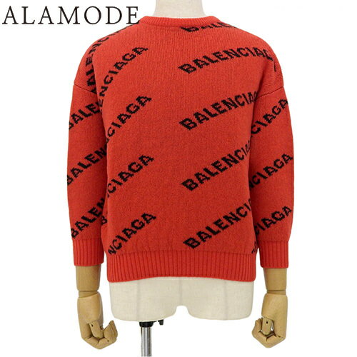 BALENCIAGA(バレンシアガ) ロゴ ニット トップス アパレル ファッション セーター XS ウール ナイロン レッド赤 ブラック黒 542601 メンズ 40802131339【中古】【アラモード】