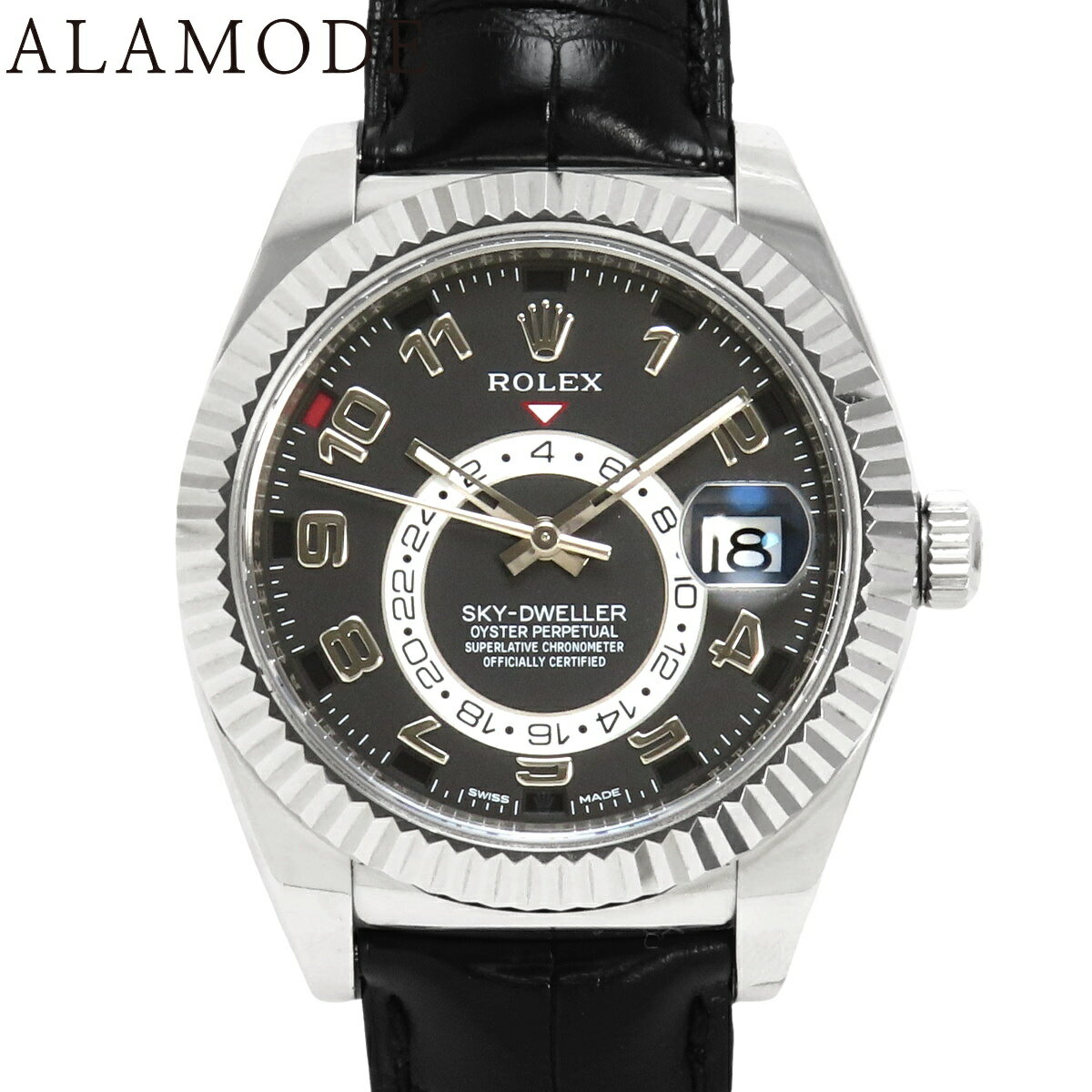 【保証書付】ロレックス 326139 スカイドゥエラー WG ランダム番 自動巻き 腕時計 2019年5月購入 ブラック ブラック メンズ 41100071996【中古】【アラモード】