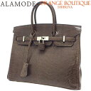 HERMES(エルメス) バーキン25 ショコラ ブラウン茶 リザード シルバー金具 □O刻印 ハンドバッグ トートバッグ レディース 40802124988【...