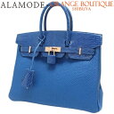 HERMES(エルメス) バーキン25 タッチ ブルーフランス/ブルーサフィール ブルー青 トゴ リザード ゴールド金具 U刻印 ハンドバッグ トートバッグ レ...