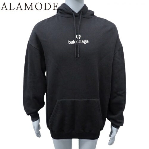 楽天a la modeBALENCIAGA（バレンシアガ） ロゴ フーディー トップス 2020年 アパレル ファッション パーカー XS コットン ブラック黒 ホワイト白 578135 TJVE1 メンズ 40802132690【中古】【アラモード】【秋冬】