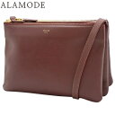 CELINE(セリーヌ) トリオ スモール ショルダーバッグ 肩掛け 斜め掛け ポシェット ポーチ ラムスキン ボルドー マットゴールド金具 レディース 408...