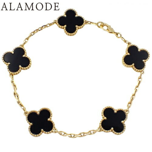 【2024年保証書付】 Van Cleef & Arpels(ヴァンクリーフ＆アーペル) ヴィンテージ アルハンブラ ブレスレット 5モチーフ オニキス VCARA41300 K18 イエローゴールド YG ブレスレット ジュエリー 花 フラワー クローバーモチーフ ブラック黒 40802136844【アラモード】のサムネイル