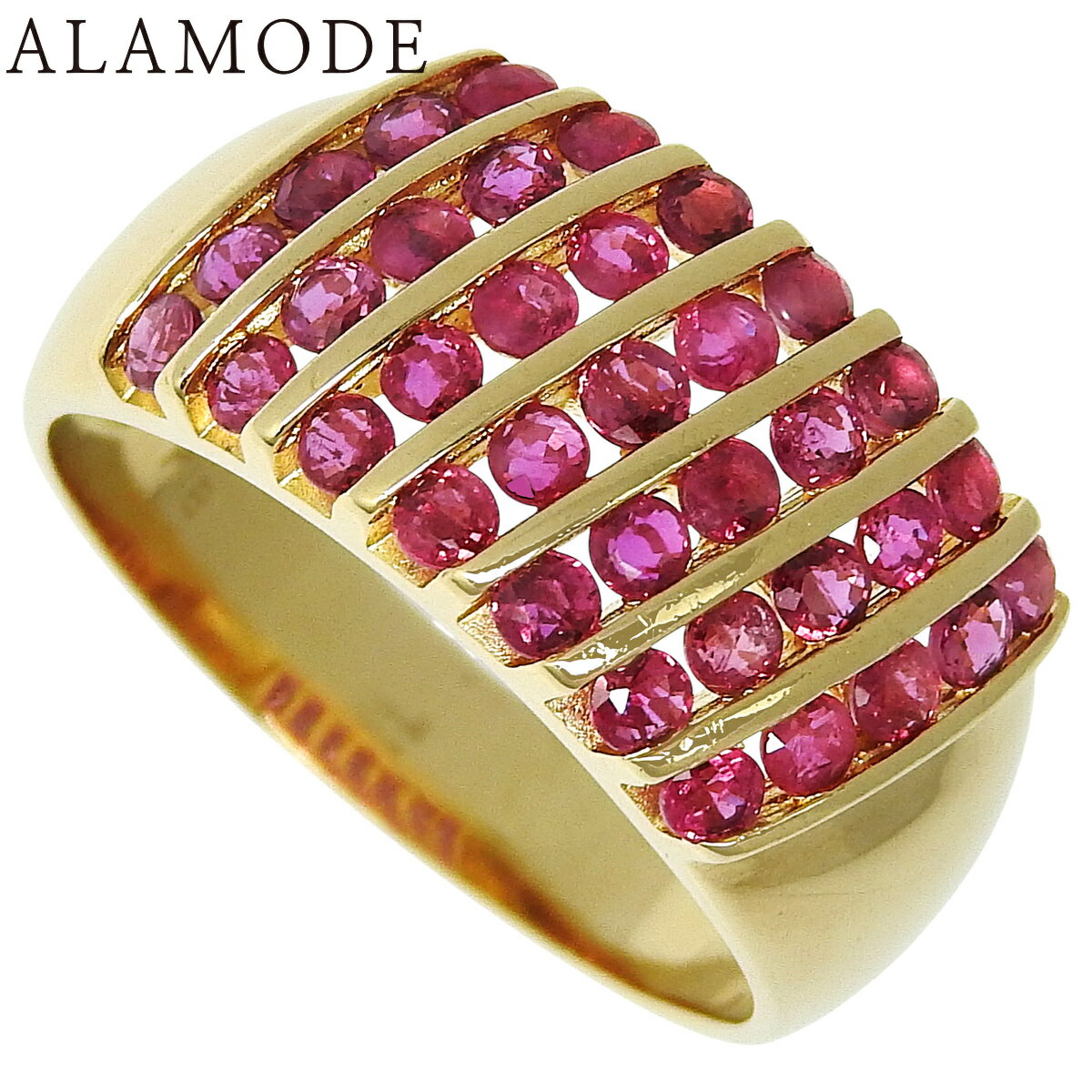 【中古】ルビーリングK18イエロー...