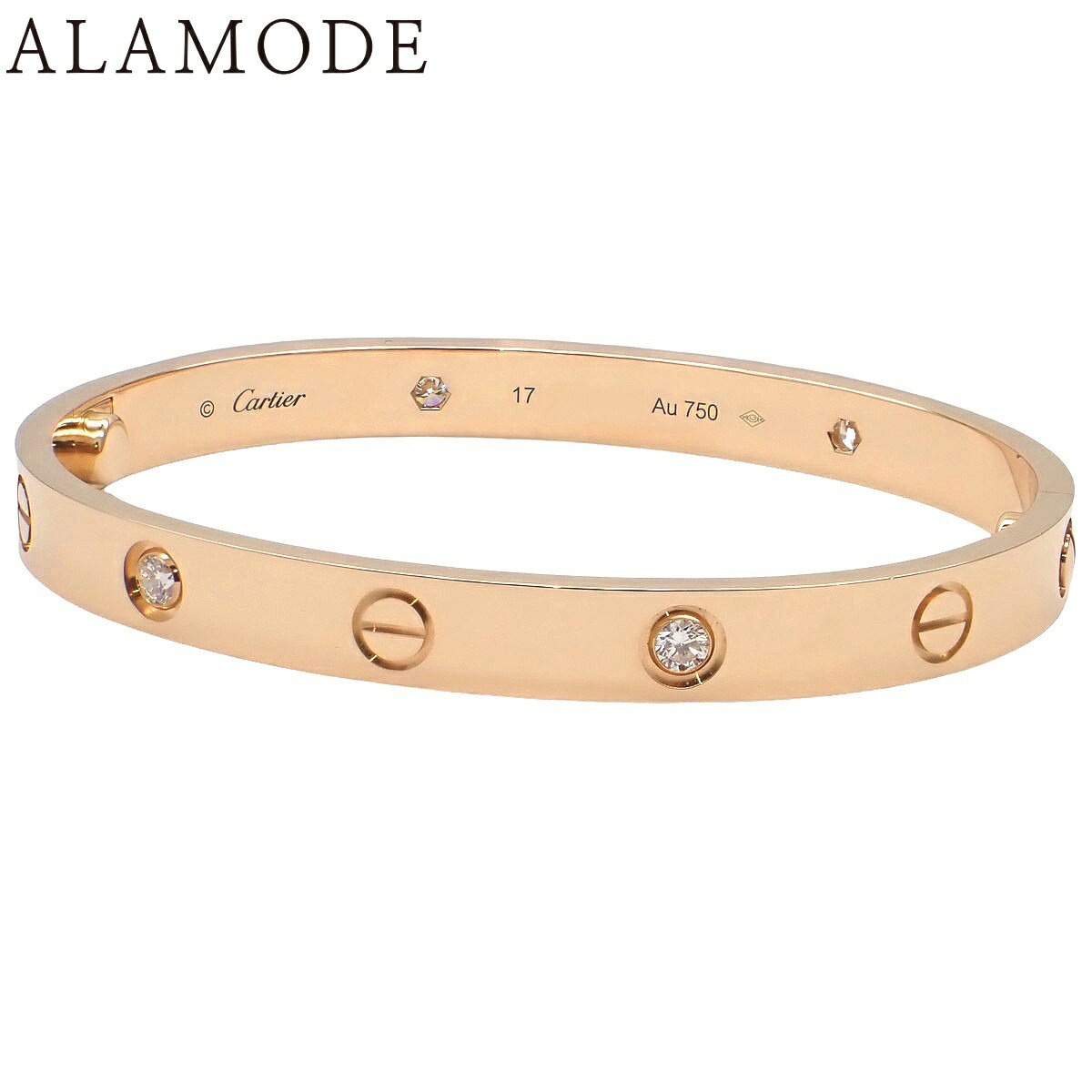 【2023年保証書付】CARTIER(カルティエ) ラブコレクション LOVE ブレスレット クラシックモデル ダイヤモンド4石 ダイヤモンド B6069917 K18 ピンクゴールド PG ブレスレット 17 アクセサリー ジュエリー ラブブレス ピンクゴールド レディース 40802156489【アラモード】