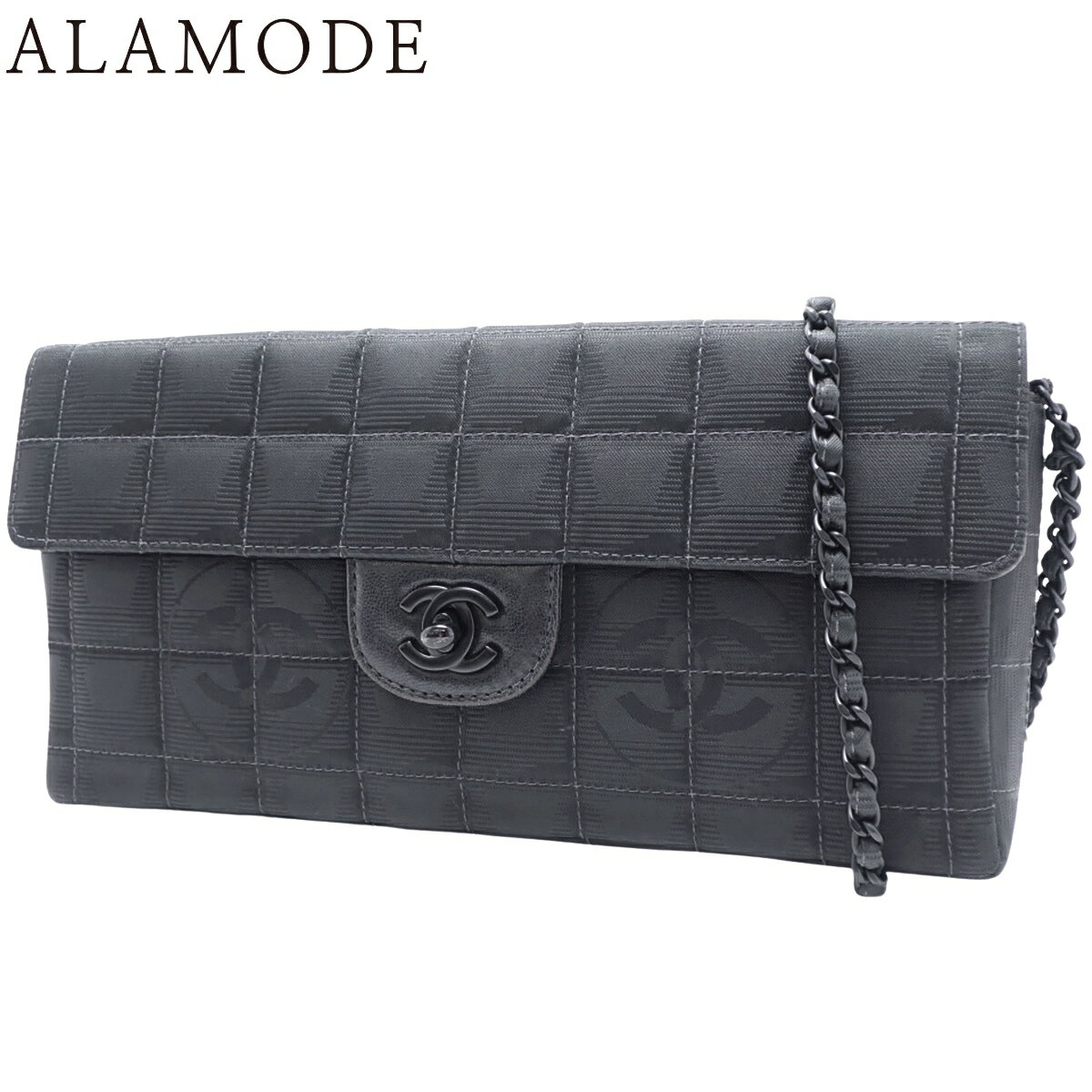 CHANEL(シャネル) ニュートラベルライン ココマーク チェーンショルダーバッグ ショルダーバッグ ワンショルダー 肩掛け クラッチ レザー ナイロンジャガード ブラック黒 ブラック金具 A15316 レディース 40802148414【中古】【アラモード】