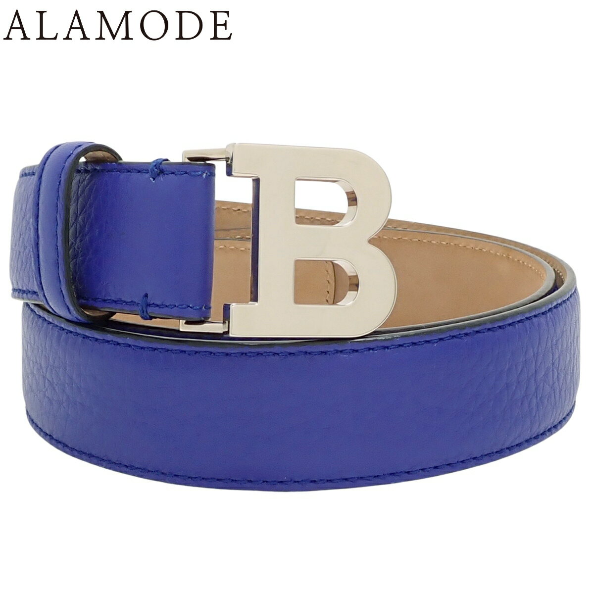 楽天a la modeBALLY（バリー） Bバックル ベルト ベルト アパレル ファッション小物 85/34 レザー ブルー青 シルバー金具 メンズ 40802141721【中古】【アラモード】