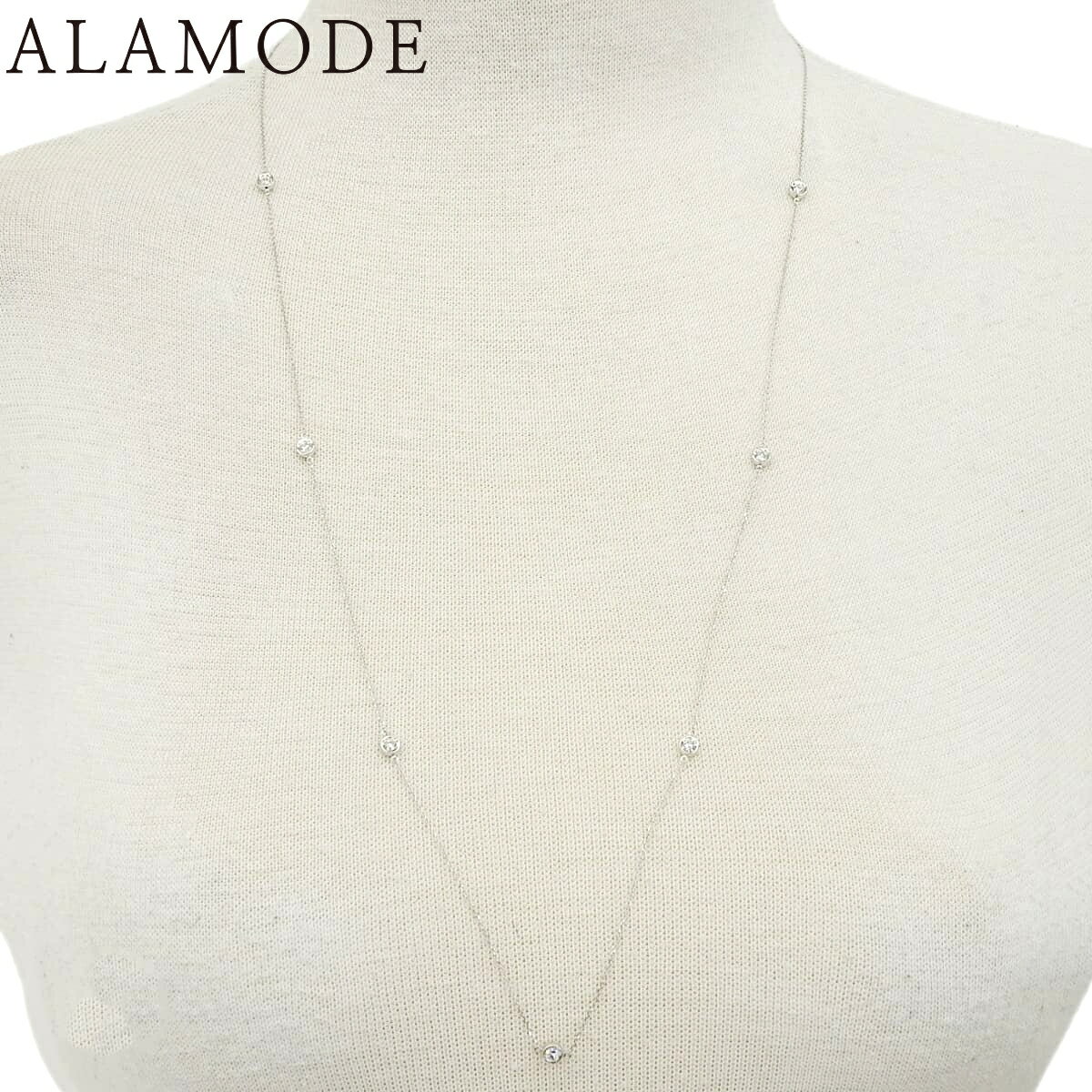D0.50 ダイヤモンド ロング ネックレス ホワイトゴールド K18WG ネックレス アクセサリー ジュエリー 7PD シルバー銀 レディース 40802153636【中古】【アラモード】(4)
