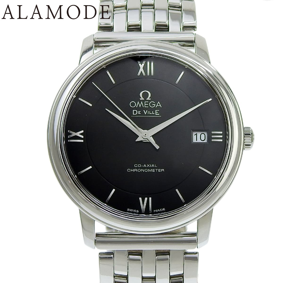 オメガ デ・ヴィル プレステージ 424.10.37.20.01.001 SS 自動巻き 腕時計 ブラック シルバー メンズ 40802157957【中古】【アラモード】